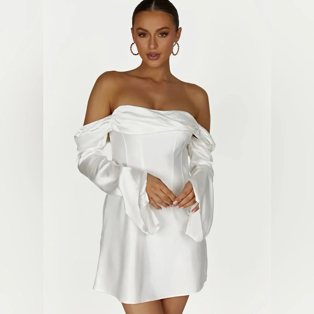 Meshki White Strapless Off-Shoulder Mini Dress - Picture 4 of 6